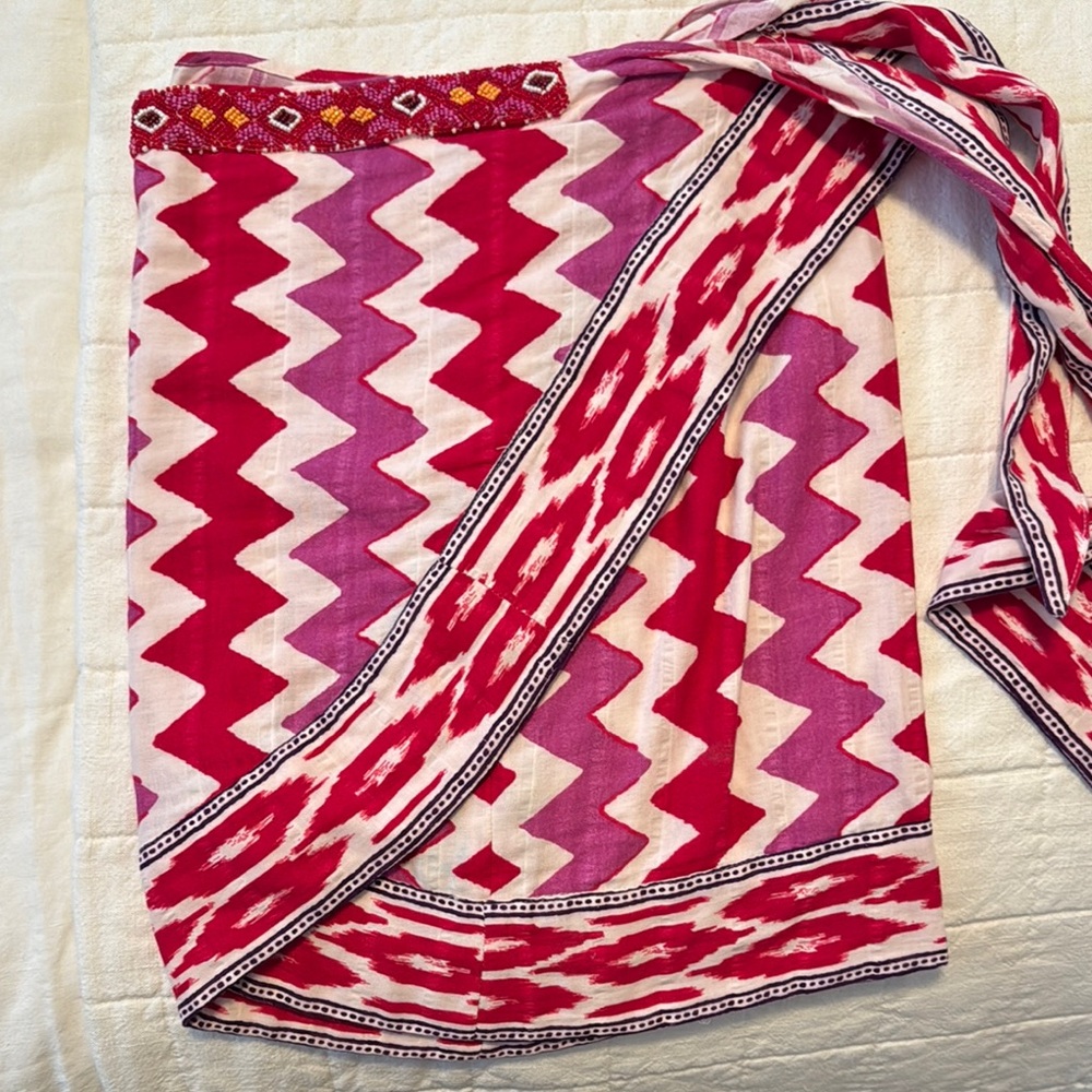 Colorful Zigzag Patterned Wrap Skirt